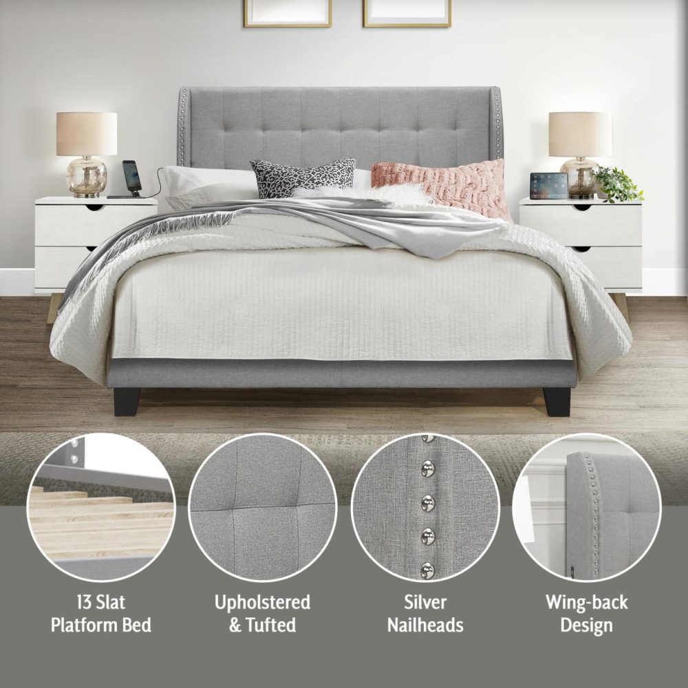 Beds | Abbywood Upholstered Bed Bedroom Beds