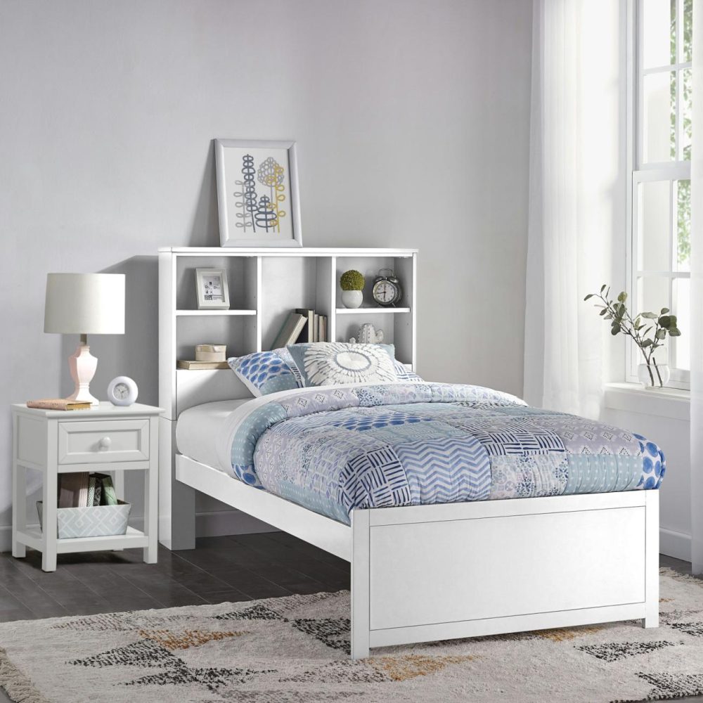 Beds | Caspian Wood Bookcase Bed With Nightstand Bedroom Beds