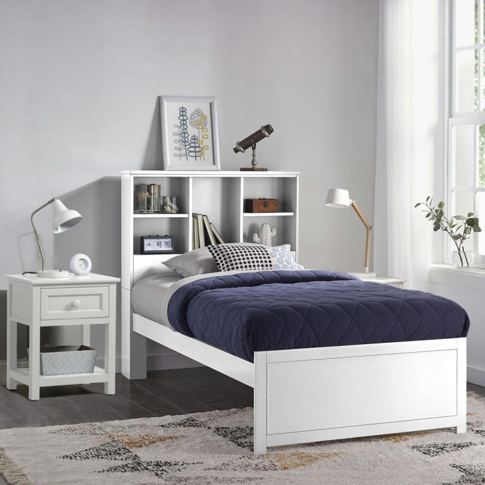 Beds | Caspian Wood Bookcase Bed With Nightstand Bedroom Beds