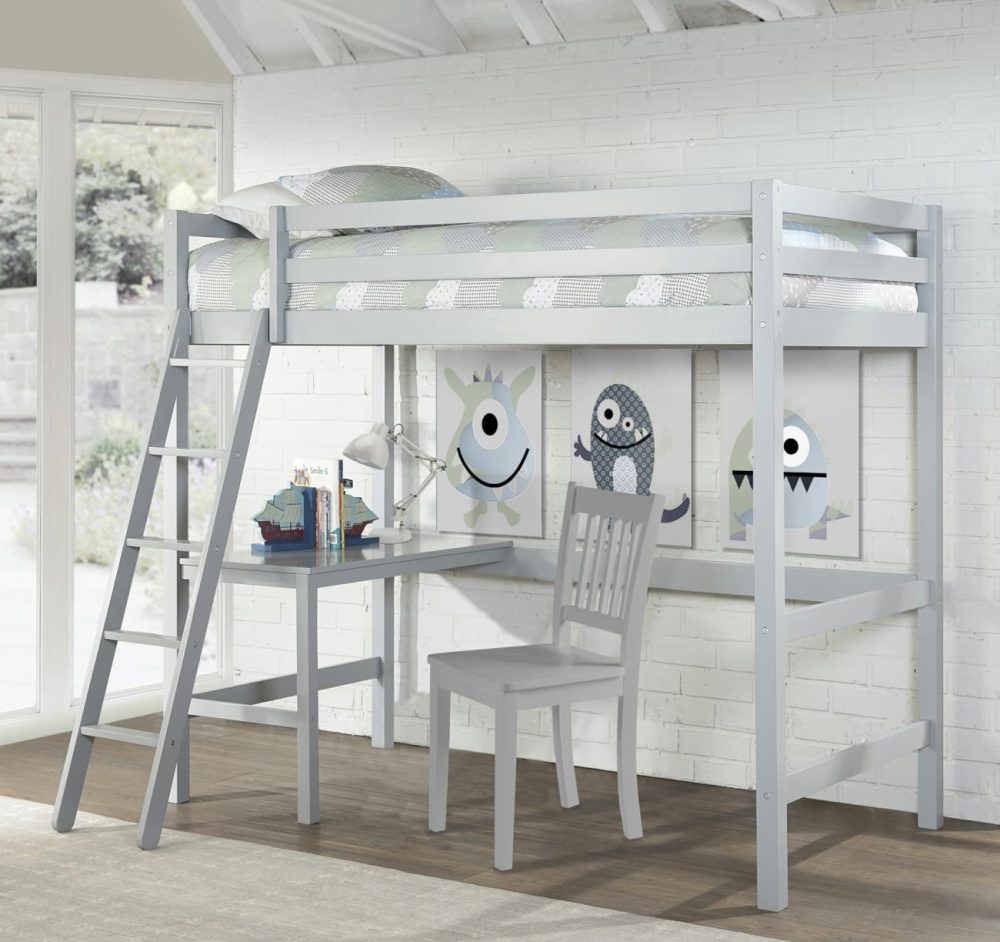 Beds | Caspian Wood Loft Bed With Chair Bedroom Beds