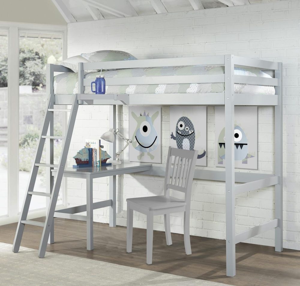 Beds | Caspian Wood Loft Bed With Chair And Nightstand Bedroom Beds