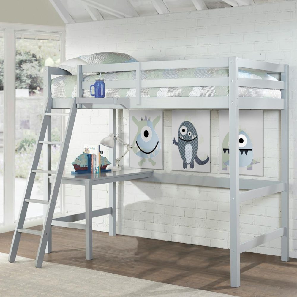 Beds | Caspian Wood Loft Bed With Nightstand Bedroom Beds