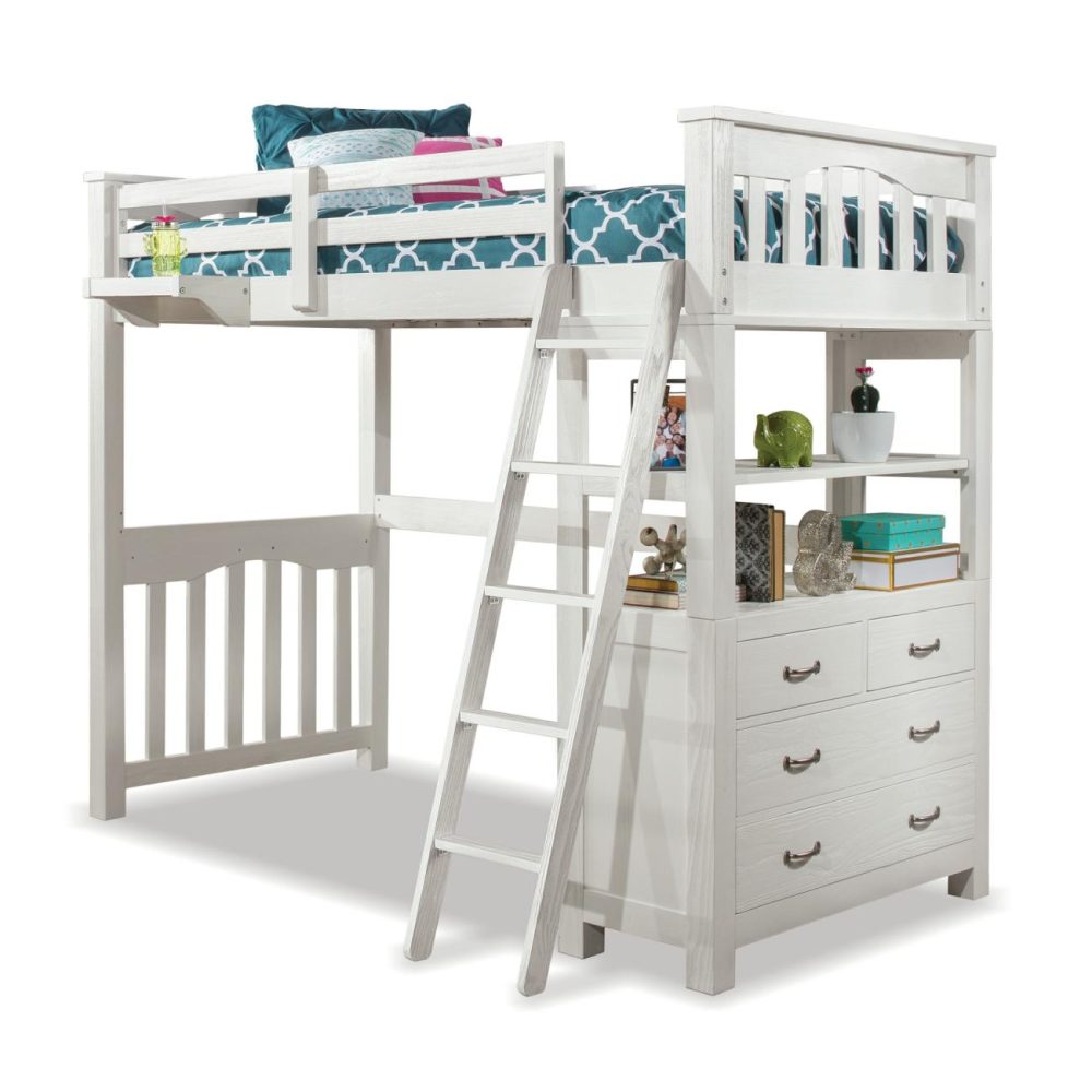 Beds | Highlands Twin Loft Bed With Hanging Nightstand Bedroom Beds