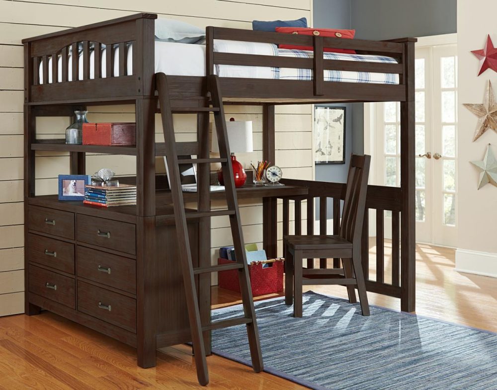 Beds | Highlands Wood Loft Bed With Desk Bedroom Beds