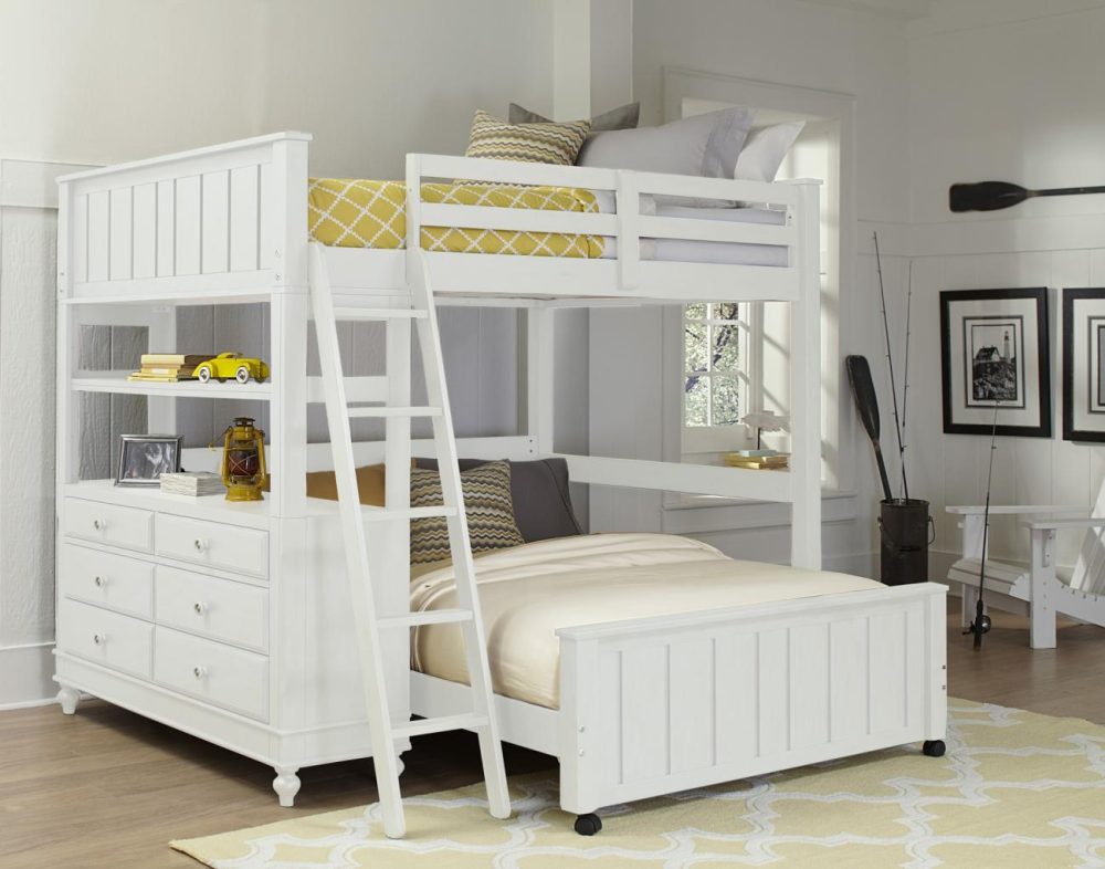 Beds | Lake House Wood Loft Bed With Lower Bed Bedroom Beds