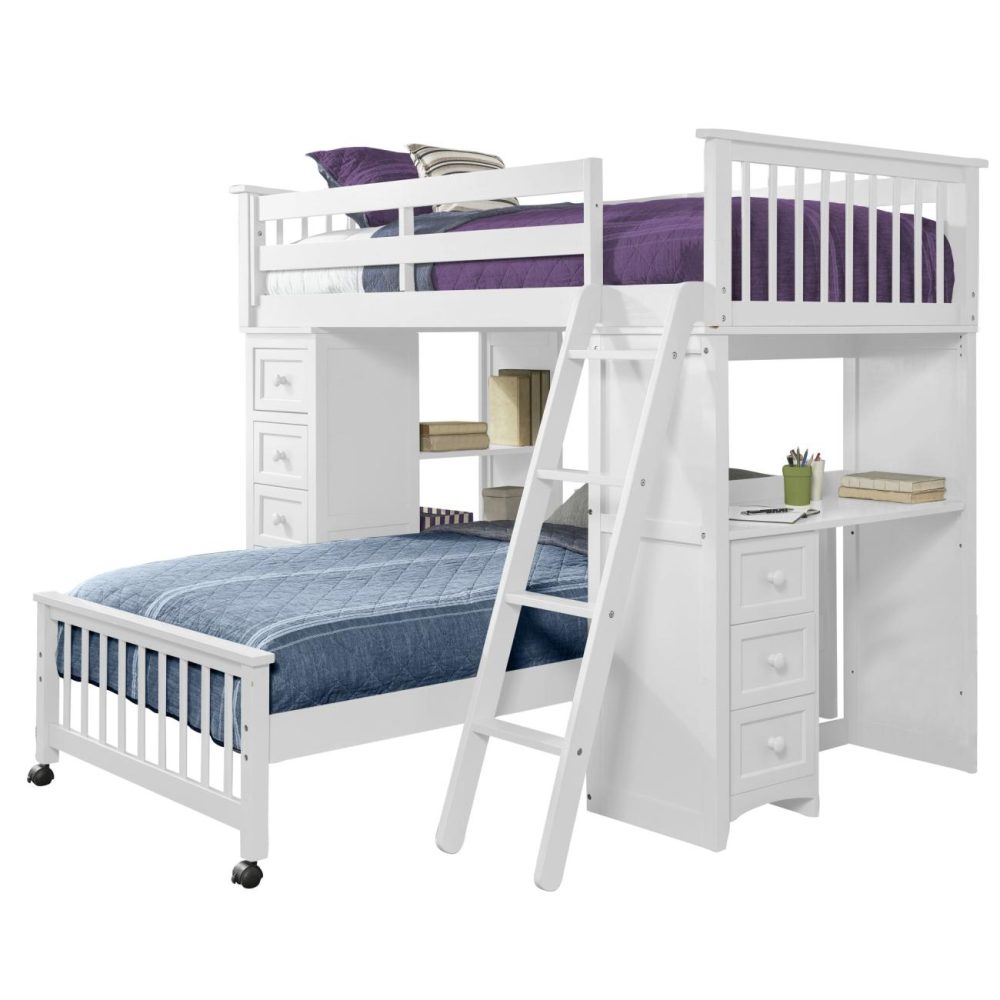 Beds | Schoolhouse 4.0 Wood Loft Bed With Lower Bed Bedroom Beds