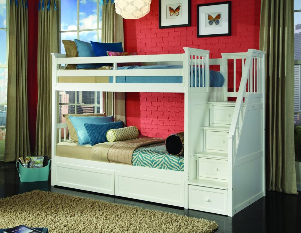 Beds | Schoolhouse 4. Wood Bunk Bed With Storage Bedroom Beds