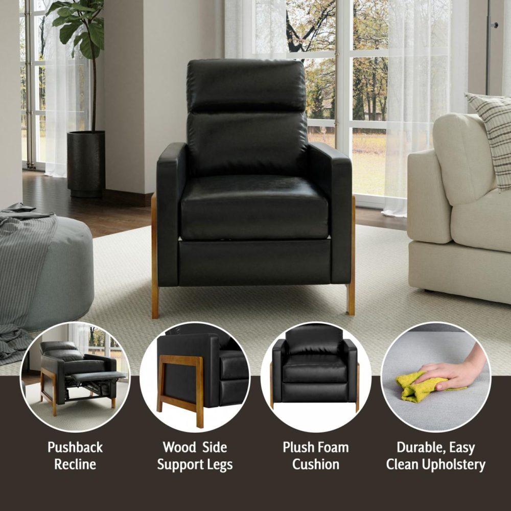 Chairs | Garnett Upholstered Recliner Chairs Black