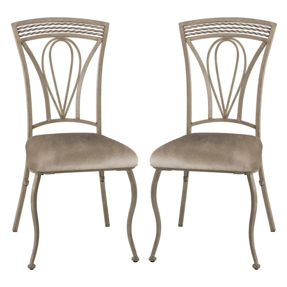 Chairs | Napier Metal Dining Chair, Set Of 2 Chairs Aged Ivory