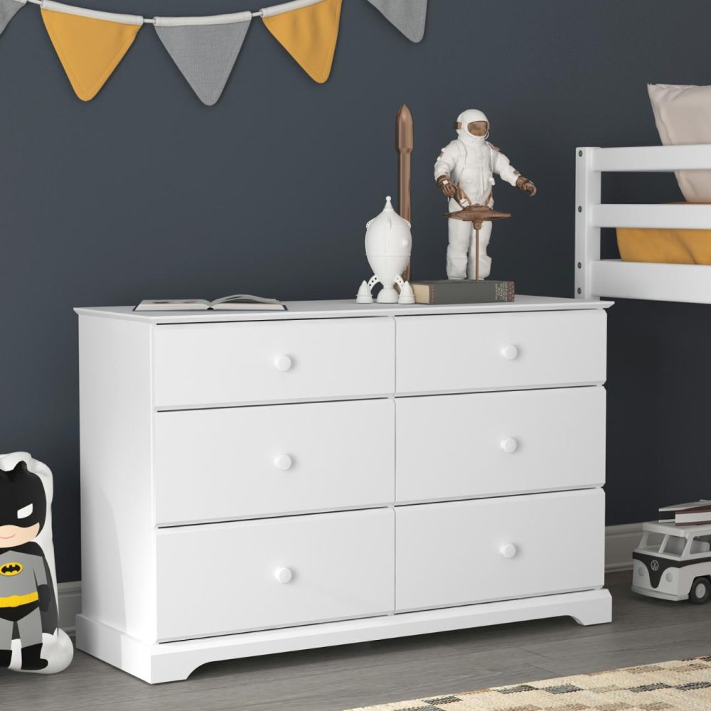 Dressers | Campbell Wood 6 Drawer Dresser Bedroom Dressers