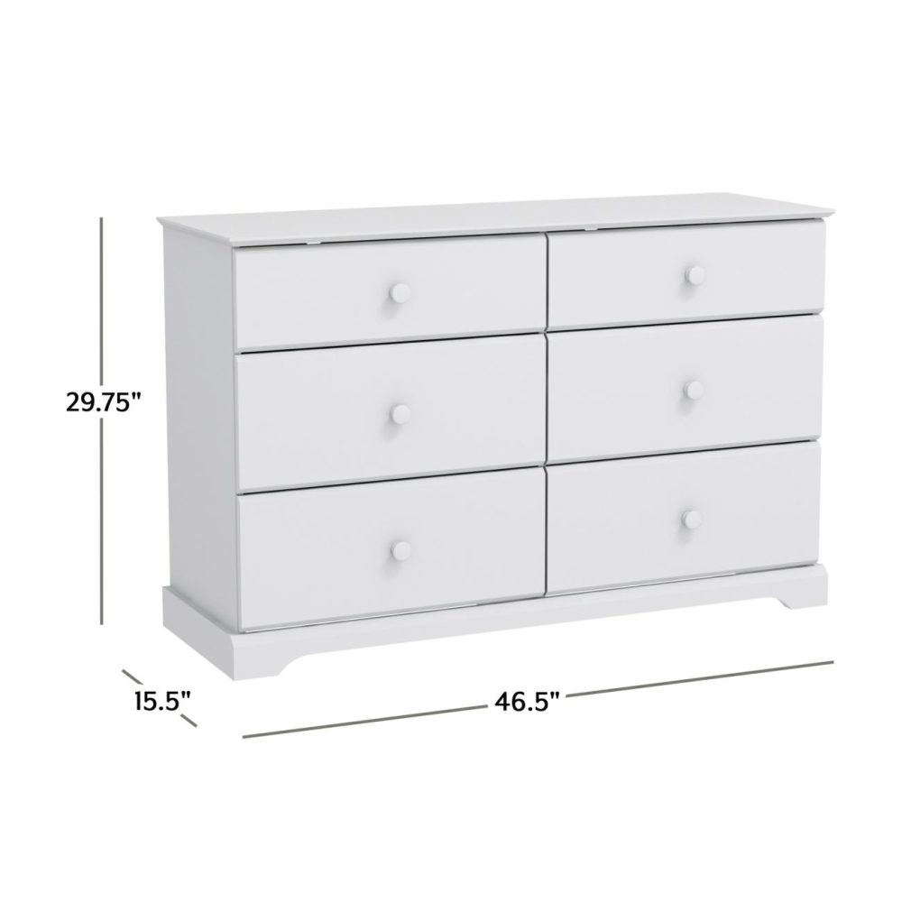 Dressers | Campbell Wood 6 Drawer Dresser Bedroom Dressers