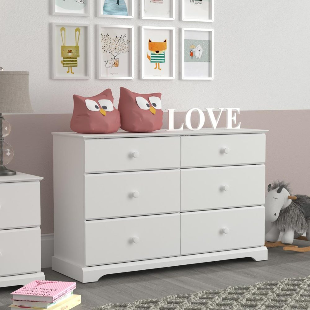 Dressers | Campbell Wood 6 Drawer Dresser Bedroom Dressers