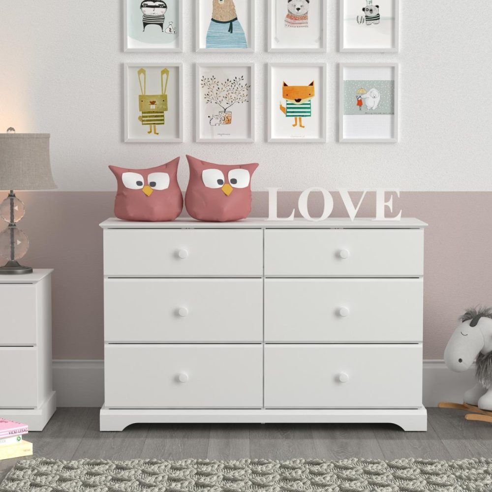 Dressers | Campbell Wood 6 Drawer Dresser Bedroom Dressers