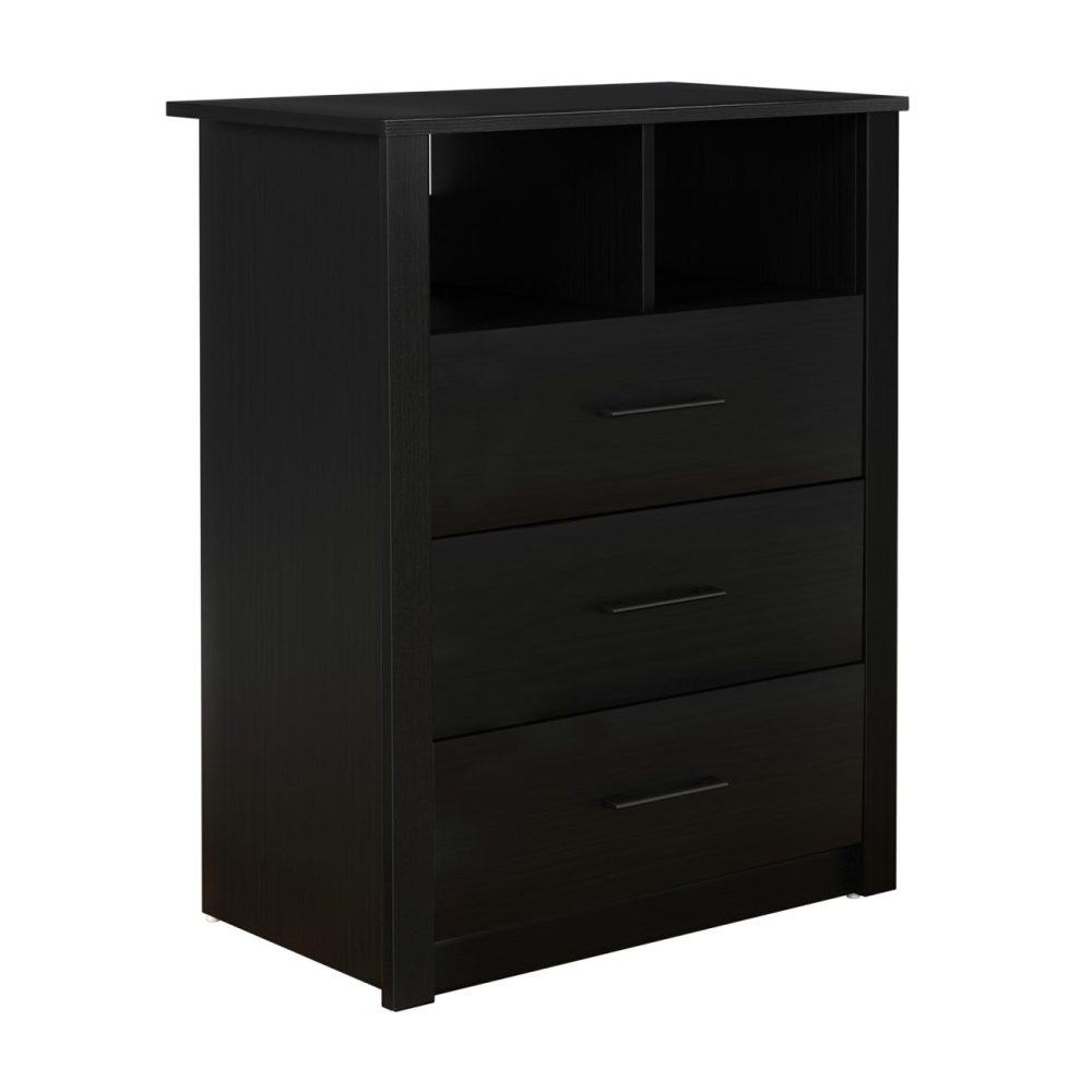 Dressers | Coby Wood 3 Drawer Dresser Bedroom Black Oak