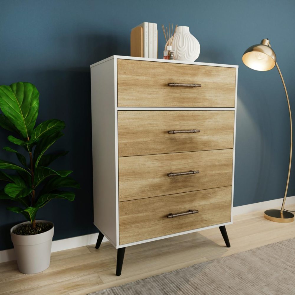 Dressers | Fargo Wood 4 Drawer Chest Bedroom Dressers