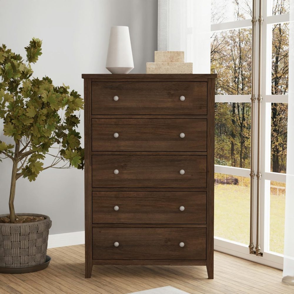 Dressers | Holborn Wood 5 Drawer Chest Bedroom Dressers