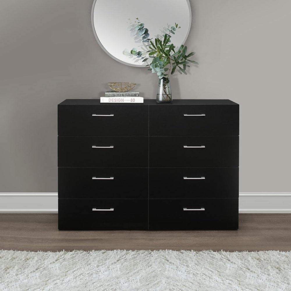 Dressers | Lundy Wood 8 Drawer Dresser Bedroom Black