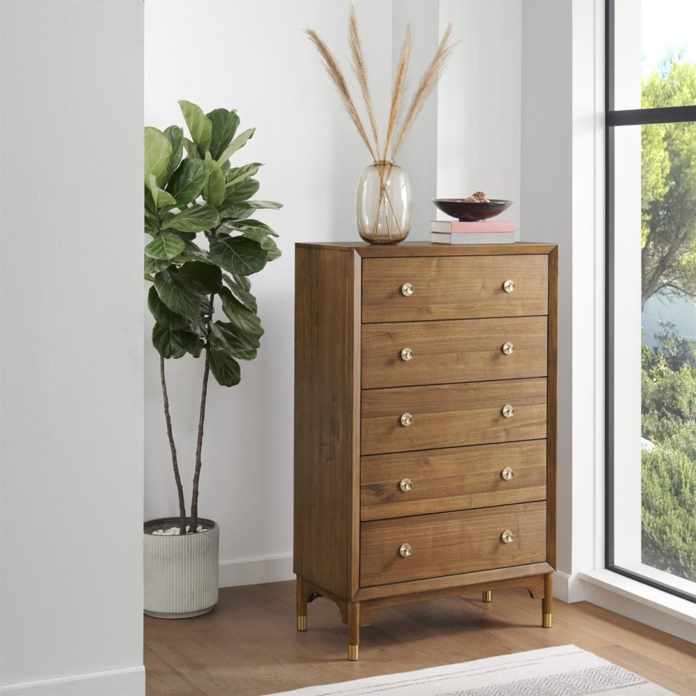 Dressers | Margo Wood 5 Drawer Chest Bedroom Dressers