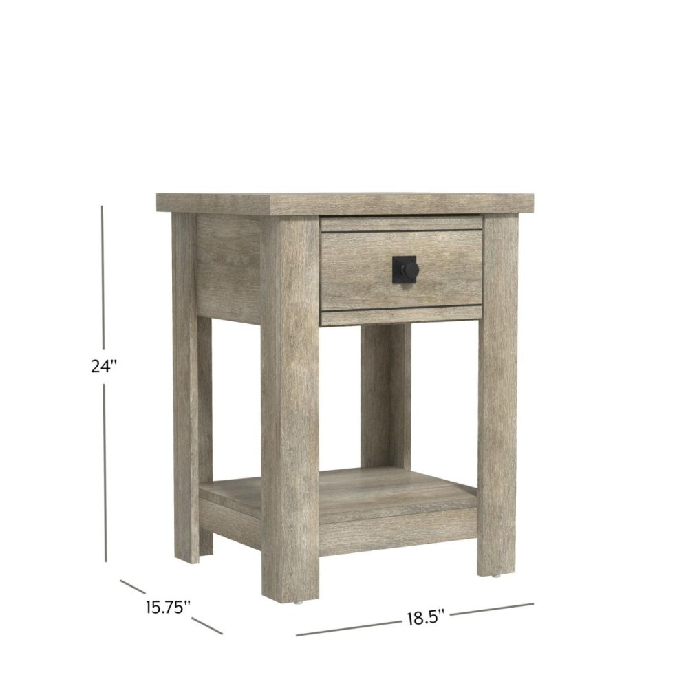 Nightstands | Addison Wood Nightstand Bedroom Driftwood Gray