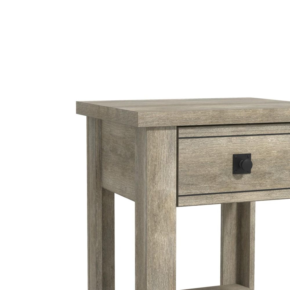 Nightstands | Addison Wood Nightstand Bedroom Driftwood Gray