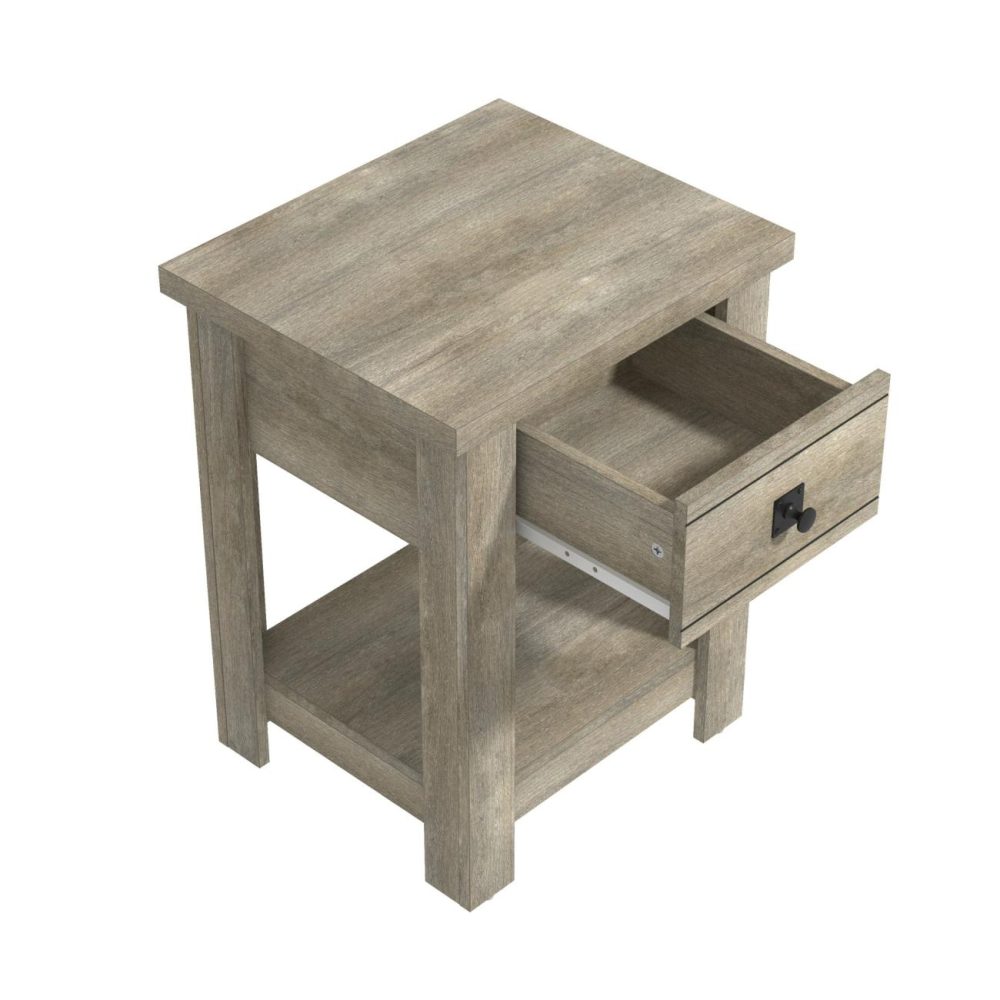 Nightstands | Addison Wood Nightstand Bedroom Driftwood Gray