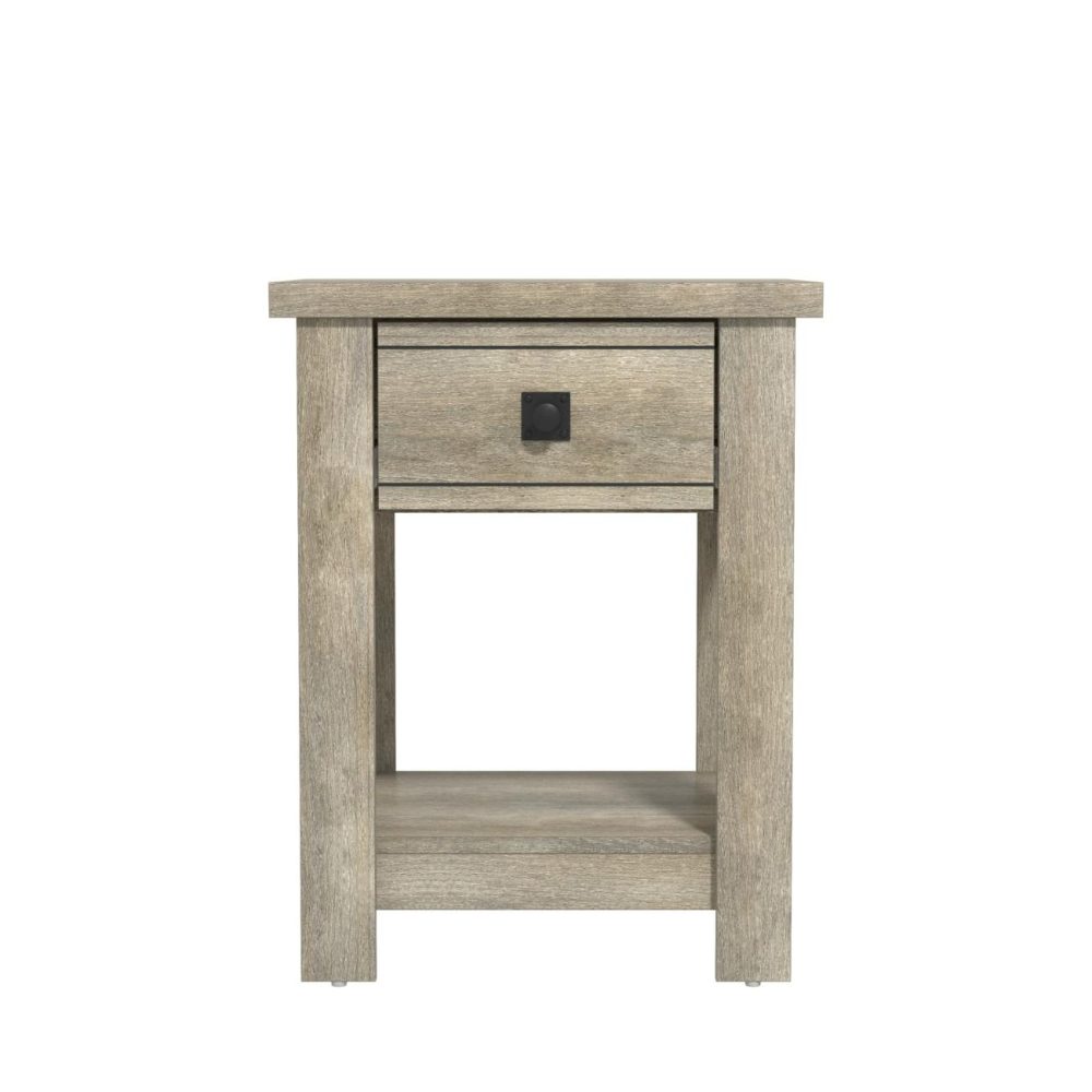 Nightstands | Addison Wood Nightstand Bedroom Driftwood Gray