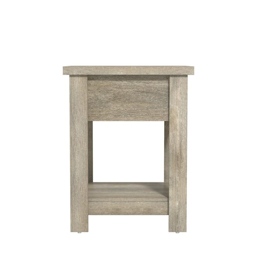 Nightstands | Addison Wood Nightstand Bedroom Driftwood Gray