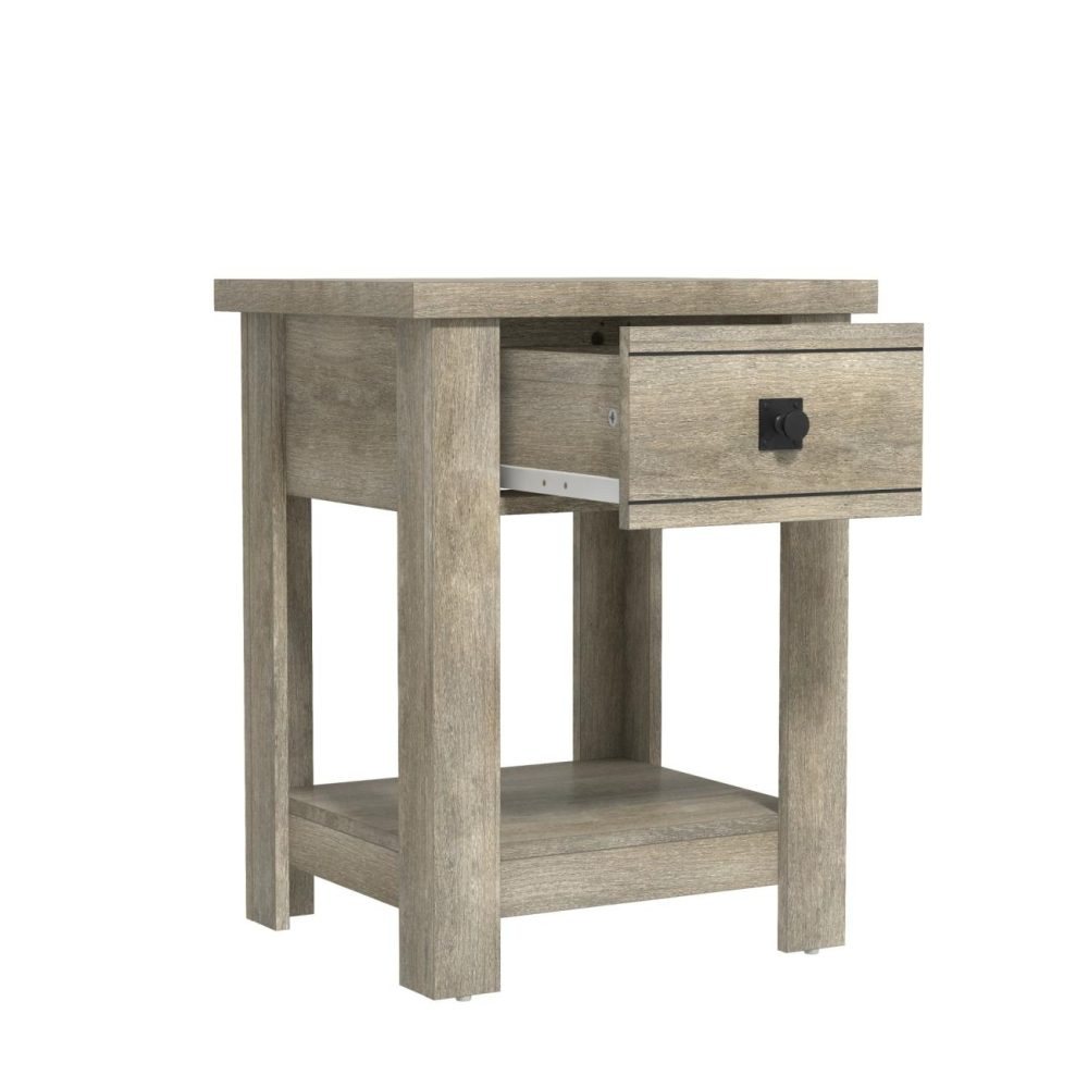 Nightstands | Addison Wood Nightstand Bedroom Driftwood Gray