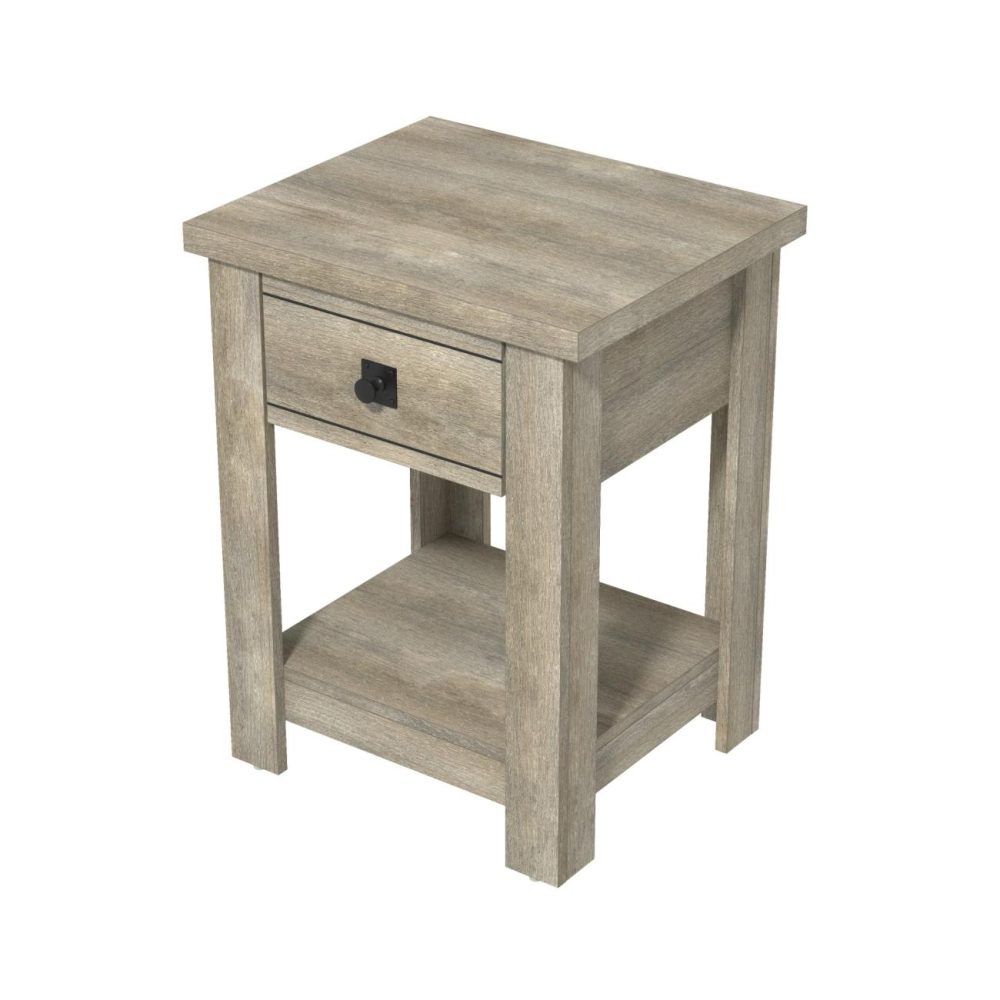 Nightstands | Addison Wood Nightstand Bedroom Driftwood Gray