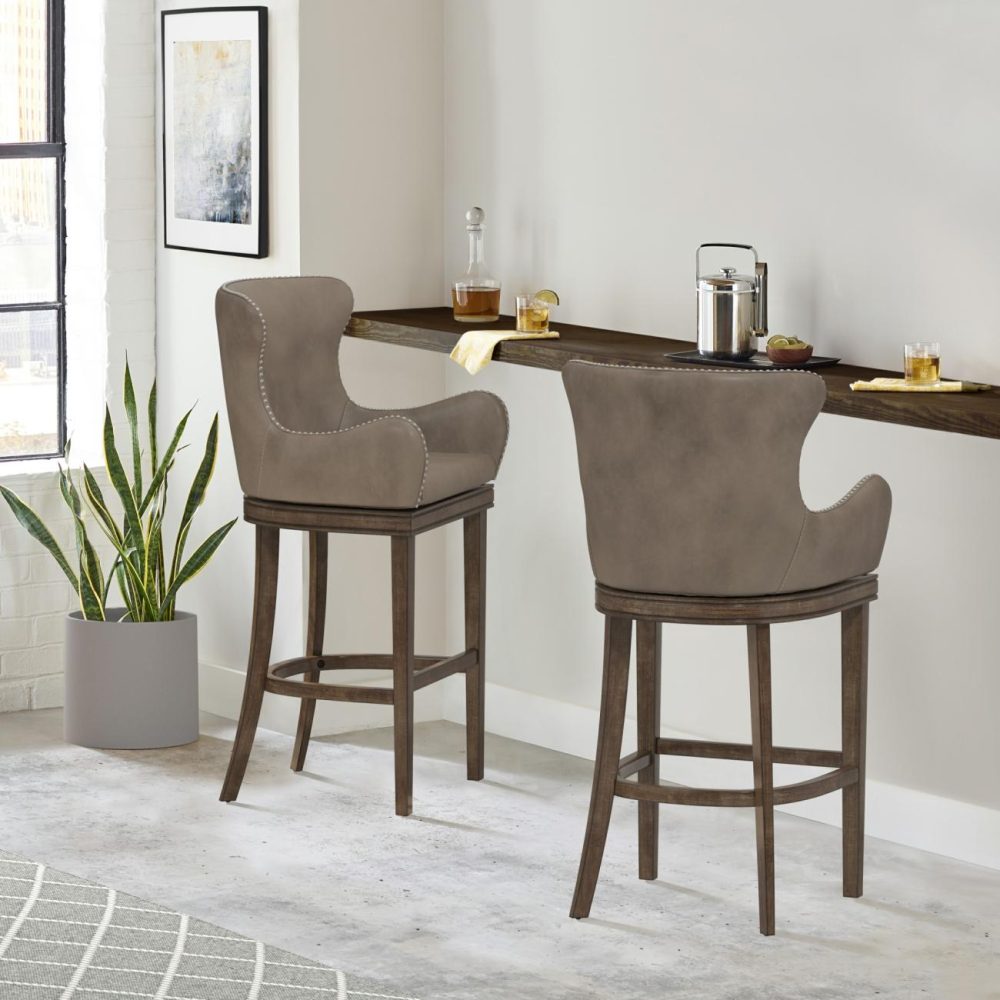 Seating | Caydena Wood Stool Kitchen & Dining Rustic Gray