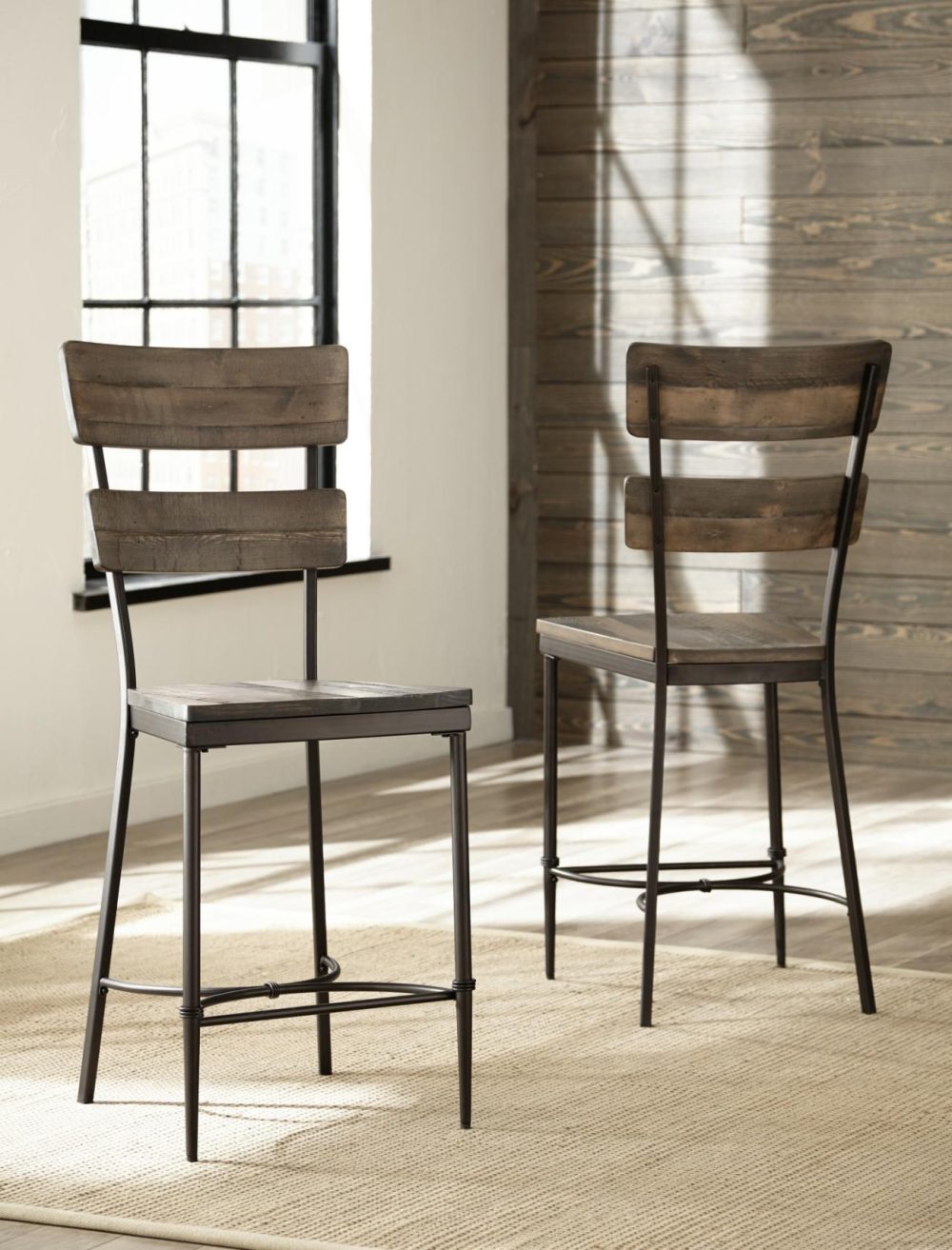 Seating | Jennings Metal Stool, Set Of 2 Kitchen & Dining Distressed Walnut