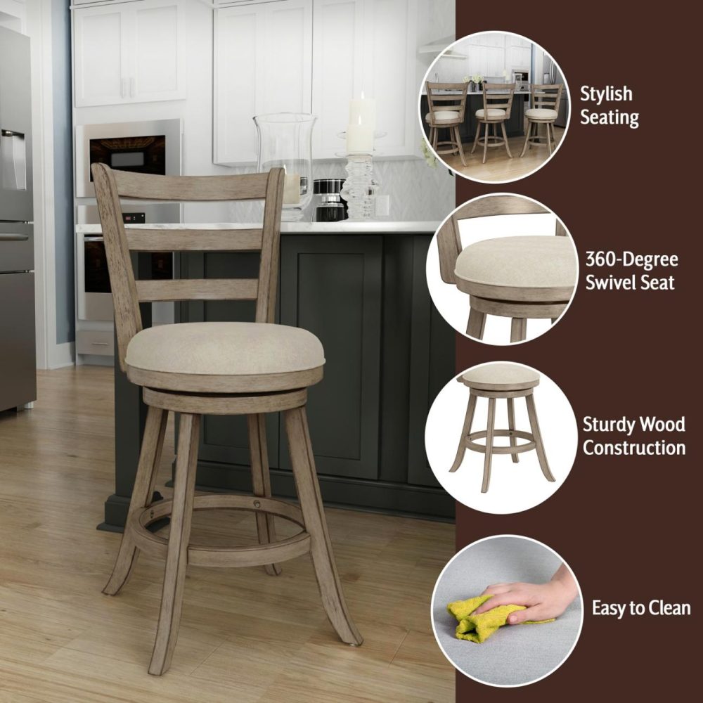 Seating | Laymon Wood Stool Kitchen & Dining Gray Brown