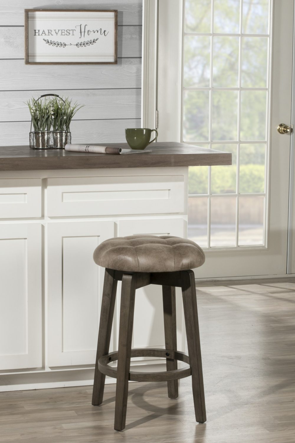 Seating | Odette Wood Stool Kitchen & Dining Rustic Gray