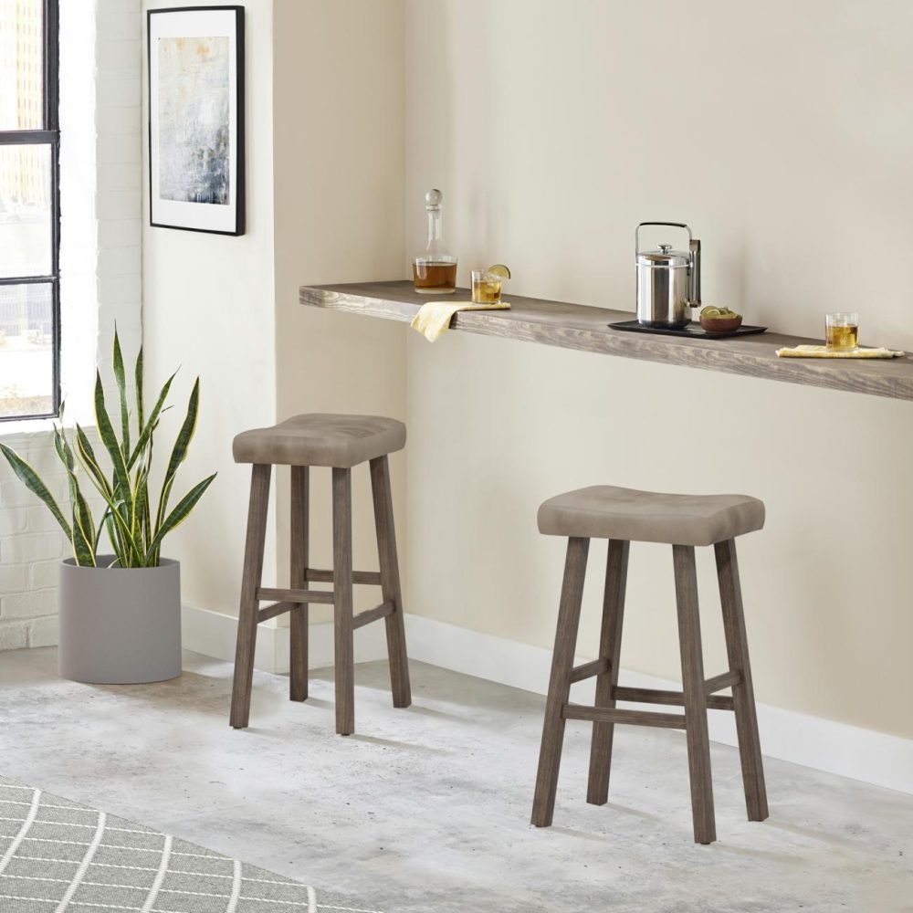 Seating | Saddle Wood Stool Kitchen & Dining Rustic Gray