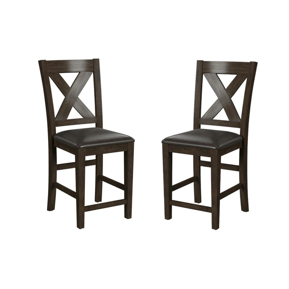 Seating | Spencer Wood Stool, Set Of 2 Kitchen & Dining Dark Espresso Wire Brush