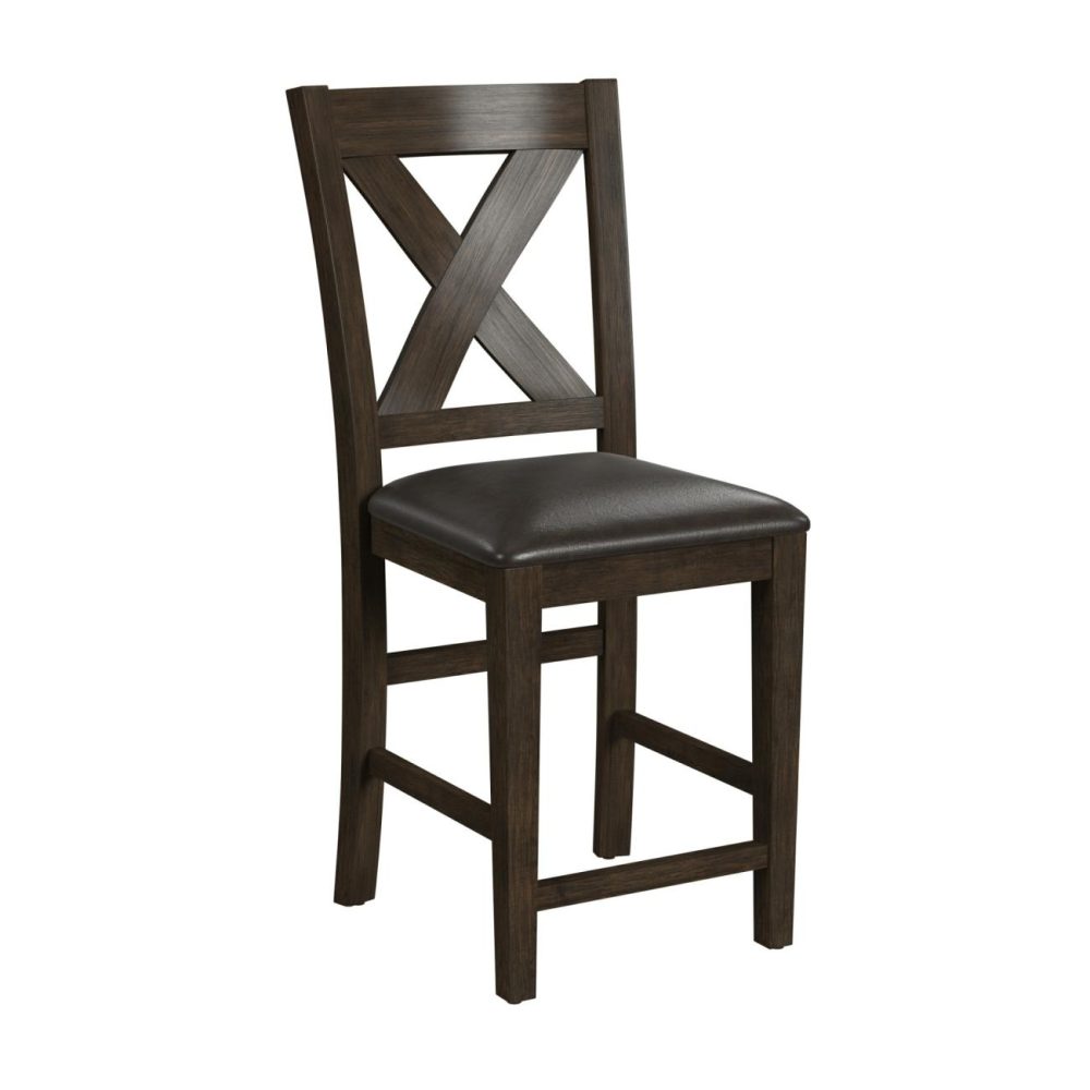 Seating | Spencer Wood Stool, Set Of 2 Kitchen & Dining Dark Espresso Wire Brush