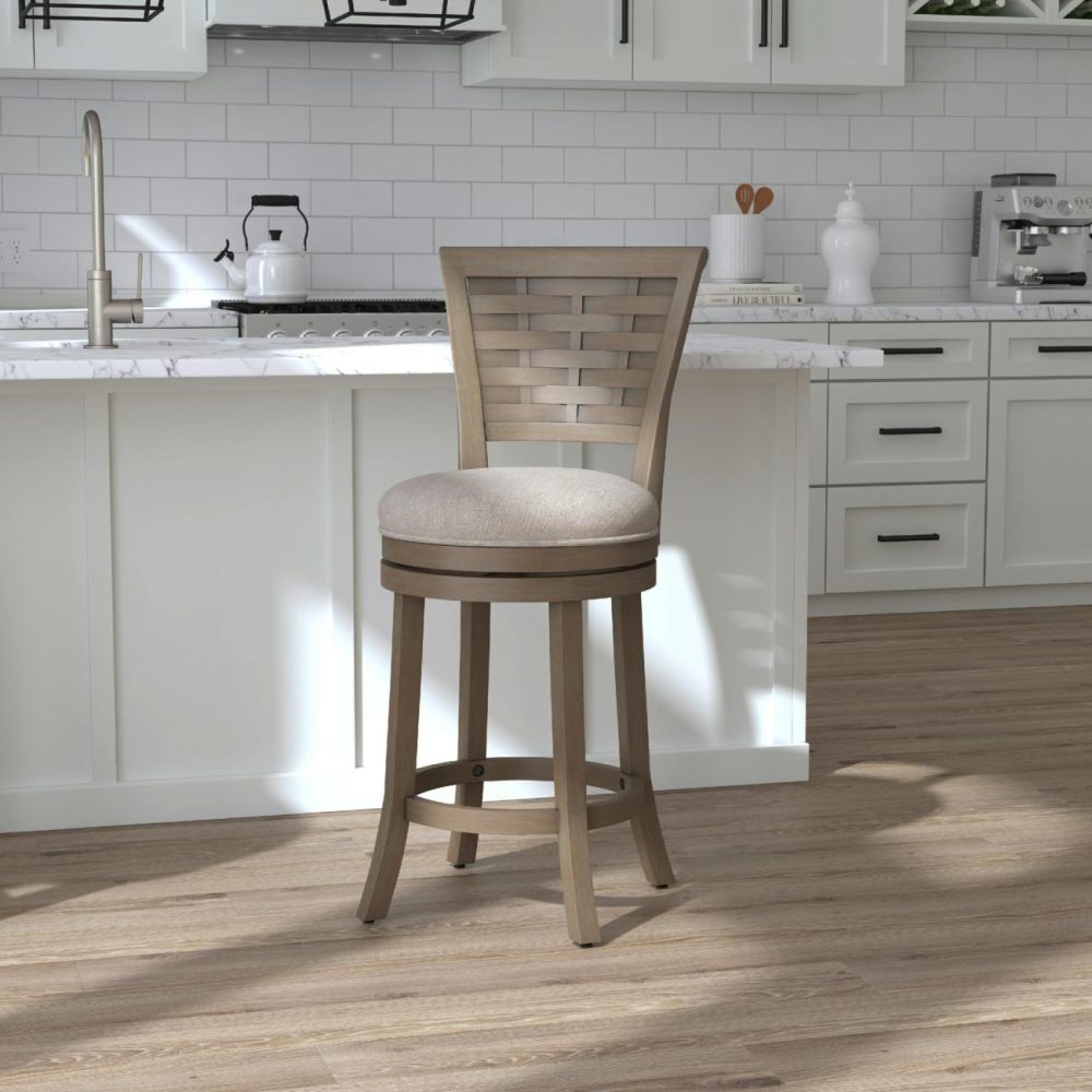 Seating | Thredson Wood Stool Kitchen & Dining Light Antique Gray wash