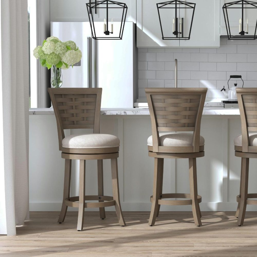 Seating | Thredson Wood Stool Kitchen & Dining Light Antique Gray wash