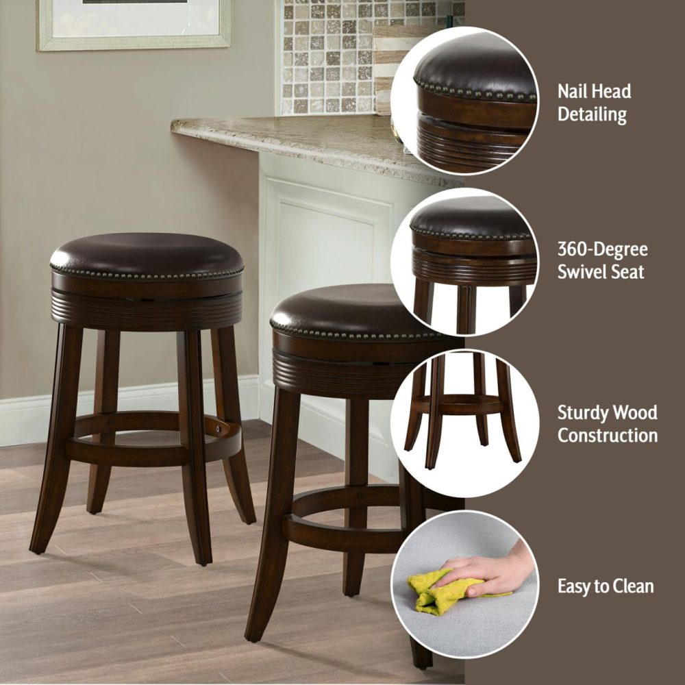 Seating | Tillman Wood Stool Kitchen & Dining Brown Cherry