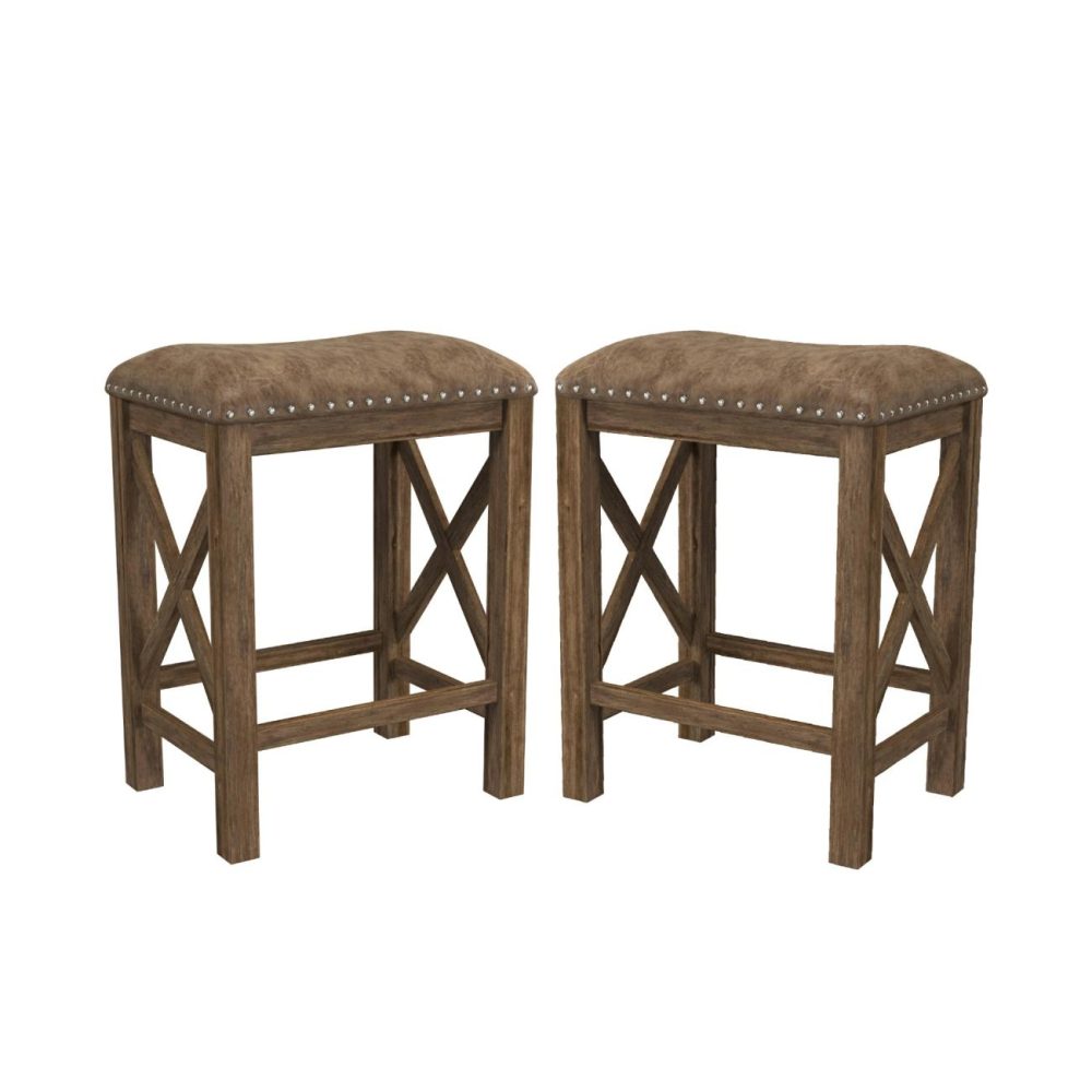 Seating | Willow Bend Wood Stool, Set Of 2 Kitchen & Dining Antique Walnut