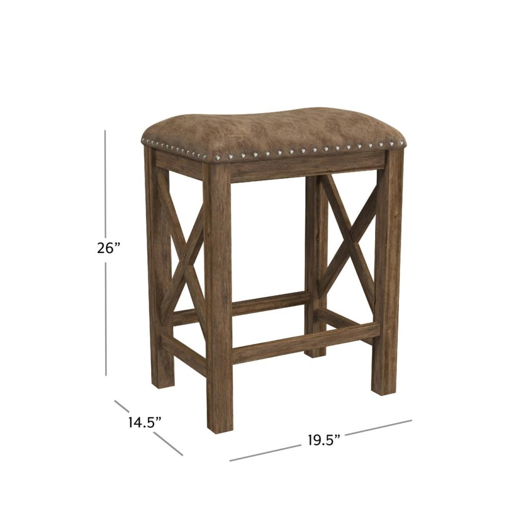 Seating | Willow Bend Wood Stool, Set Of 2 Kitchen & Dining Antique Walnut