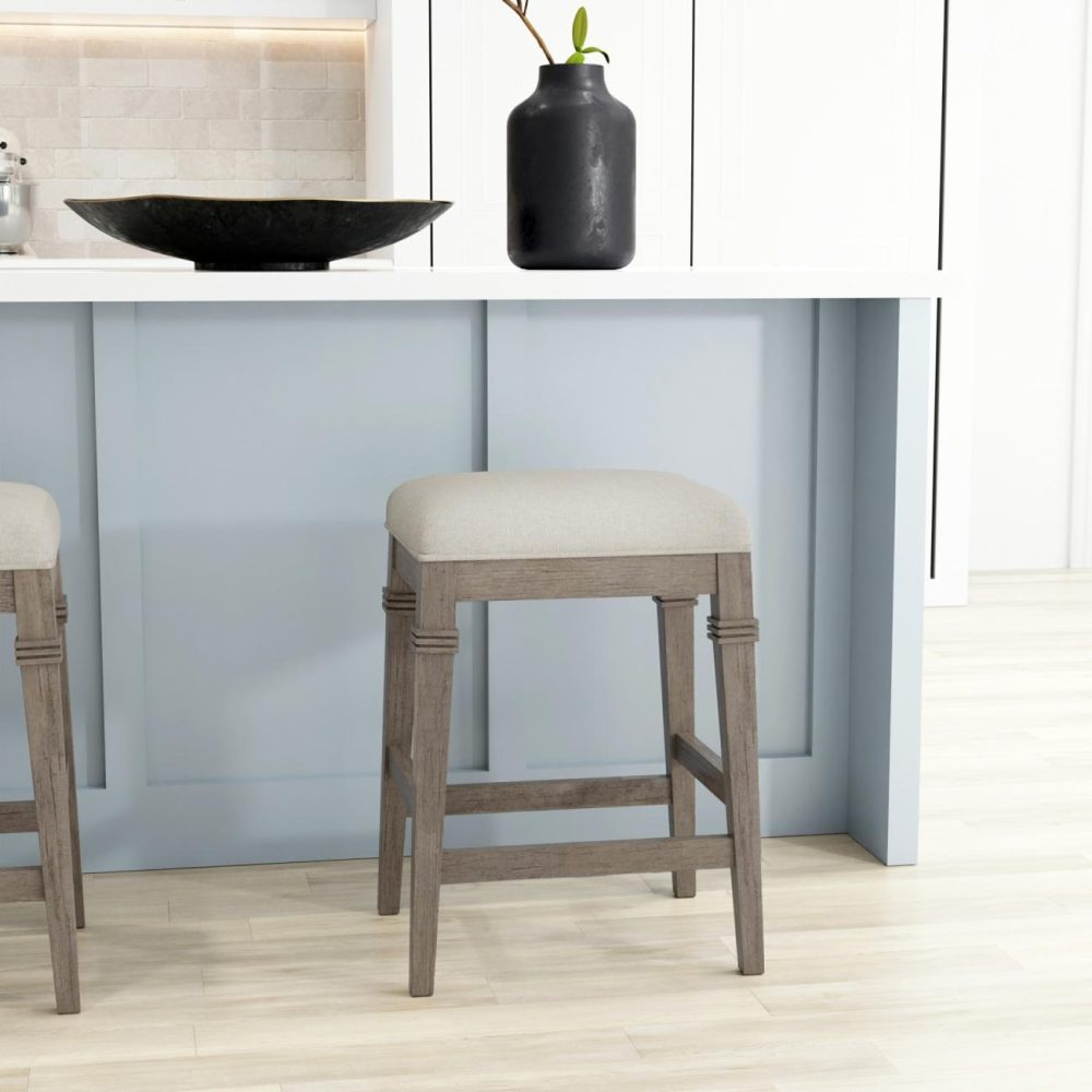 Stools | Arabella Wood Stool Kitchen & Dining Distressed Gray