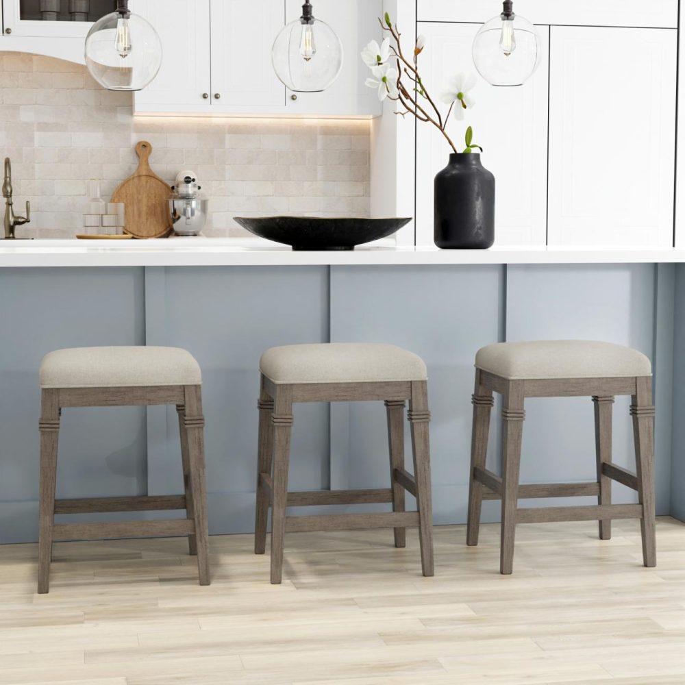 Stools | Arabella Wood Stool Kitchen & Dining Distressed Gray