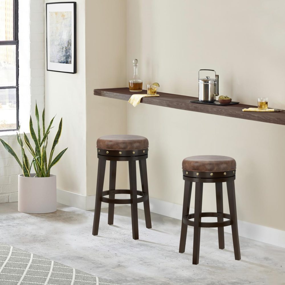 Stools | Benard Wood Stool Kitchen & Dining Deep Smoke Brown