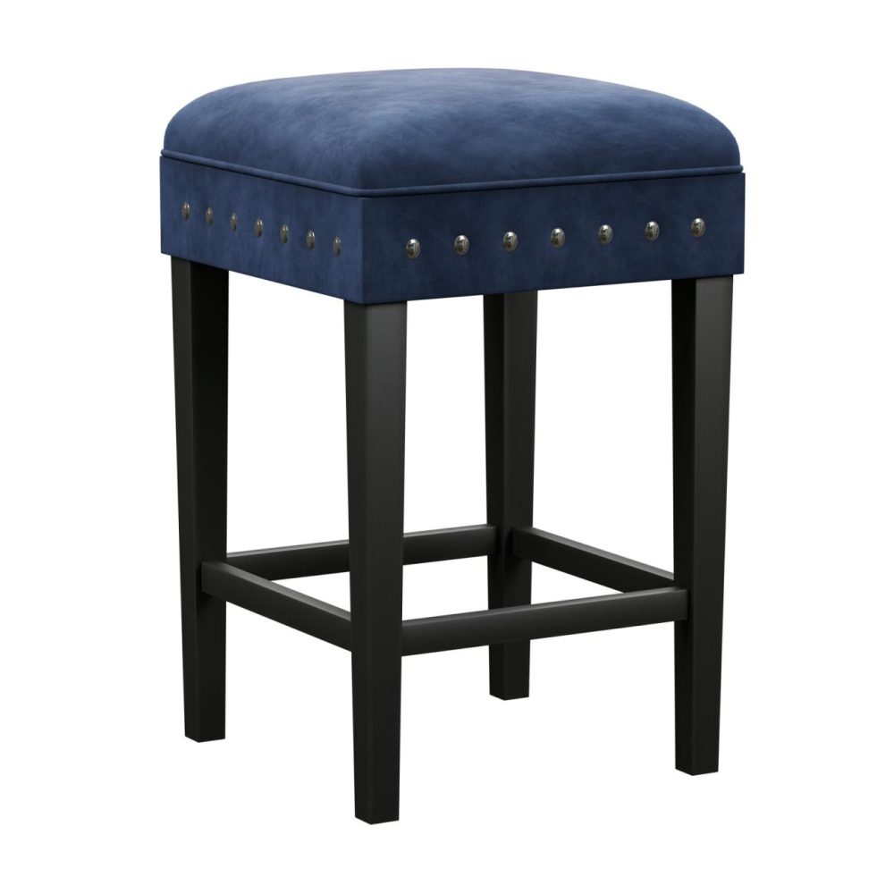 Stools | Cassidy Wood Stool Kitchen & Dining Black with Blue