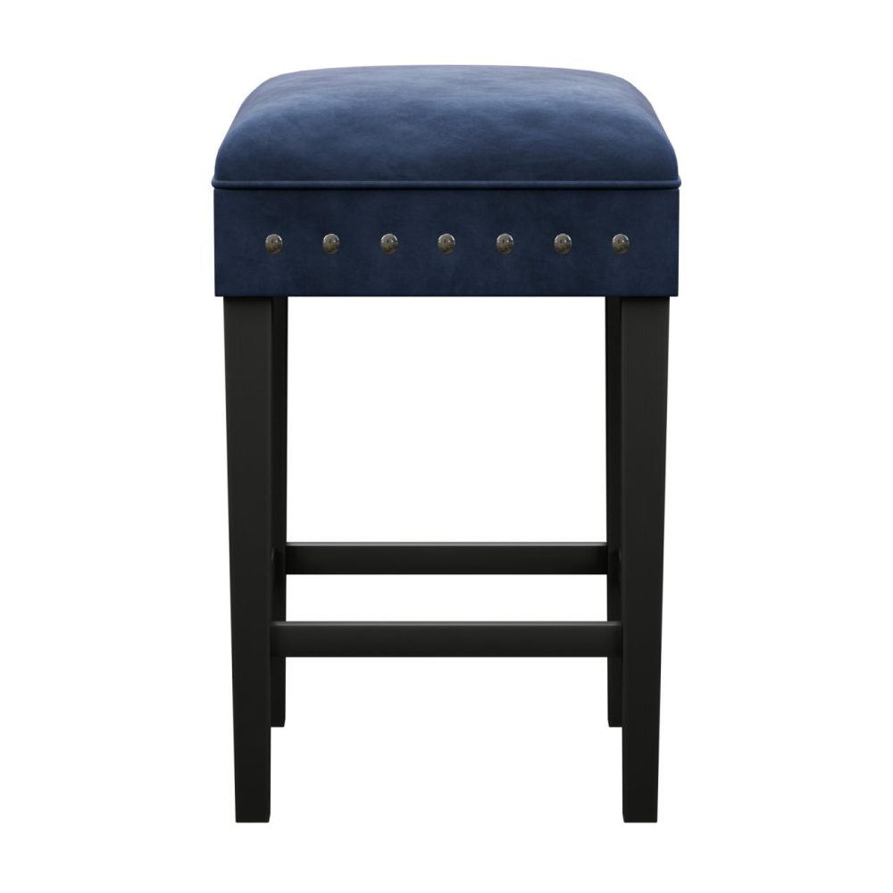 Stools | Cassidy Wood Stool Kitchen & Dining Black with Blue