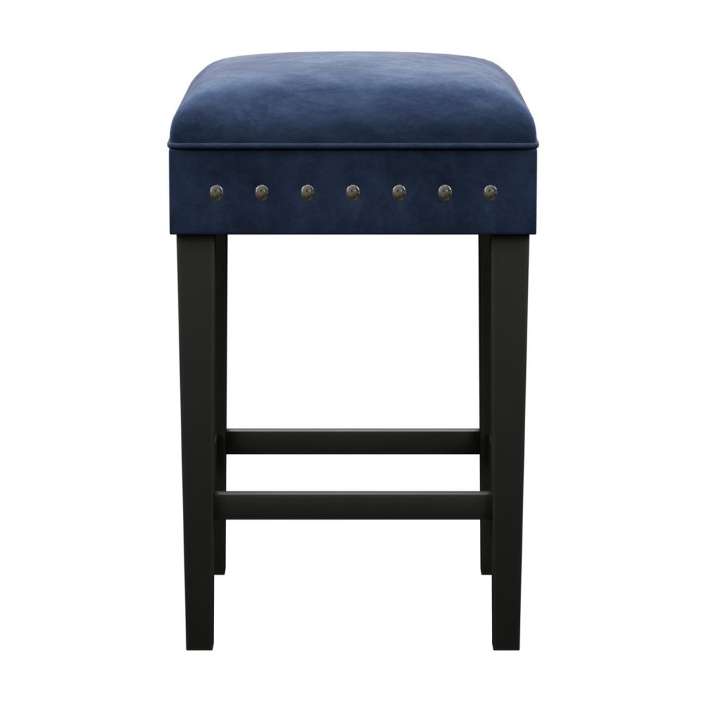 Stools | Cassidy Wood Stool Kitchen & Dining Black with Blue