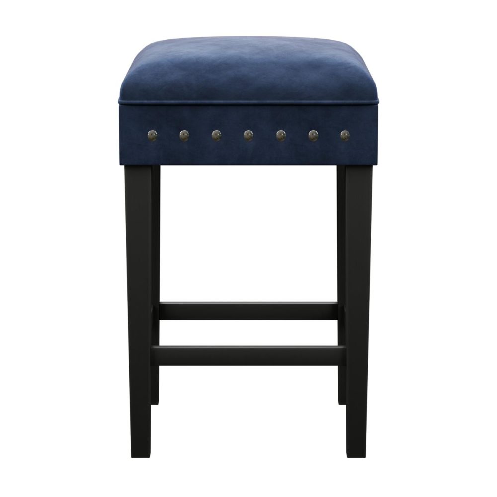 Stools | Cassidy Wood Stool Kitchen & Dining Black with Blue