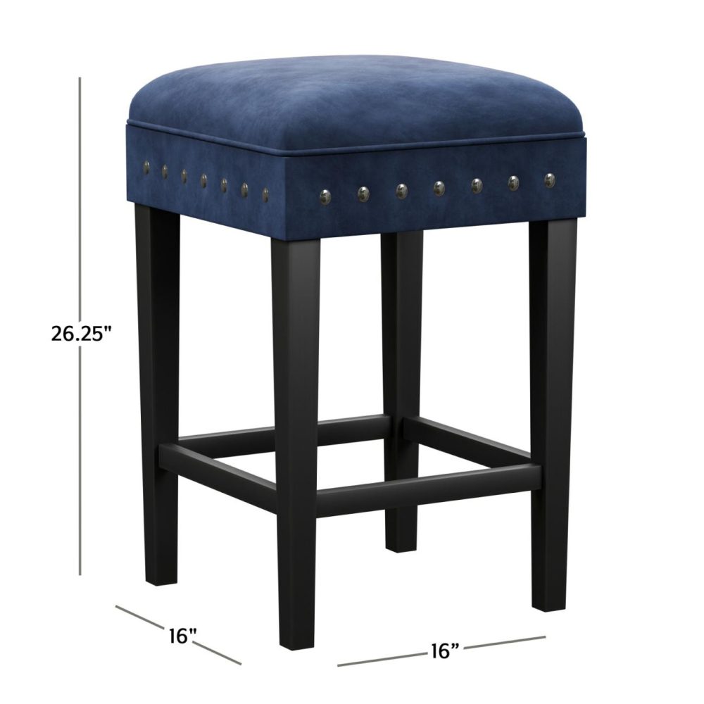 Stools | Cassidy Wood Stool Kitchen & Dining Black with Blue