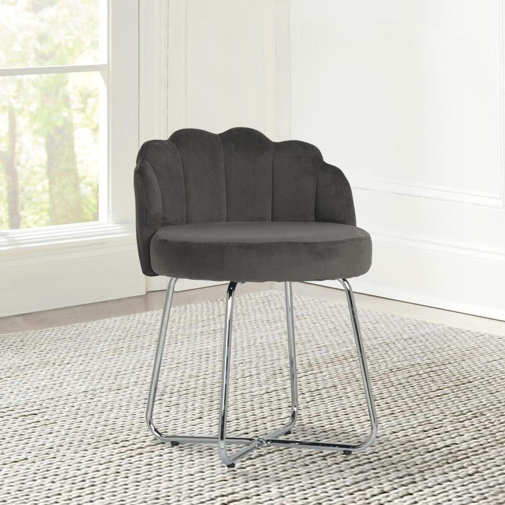 Stools | Catalina Metal Vanity Stool Seating Dark Gray